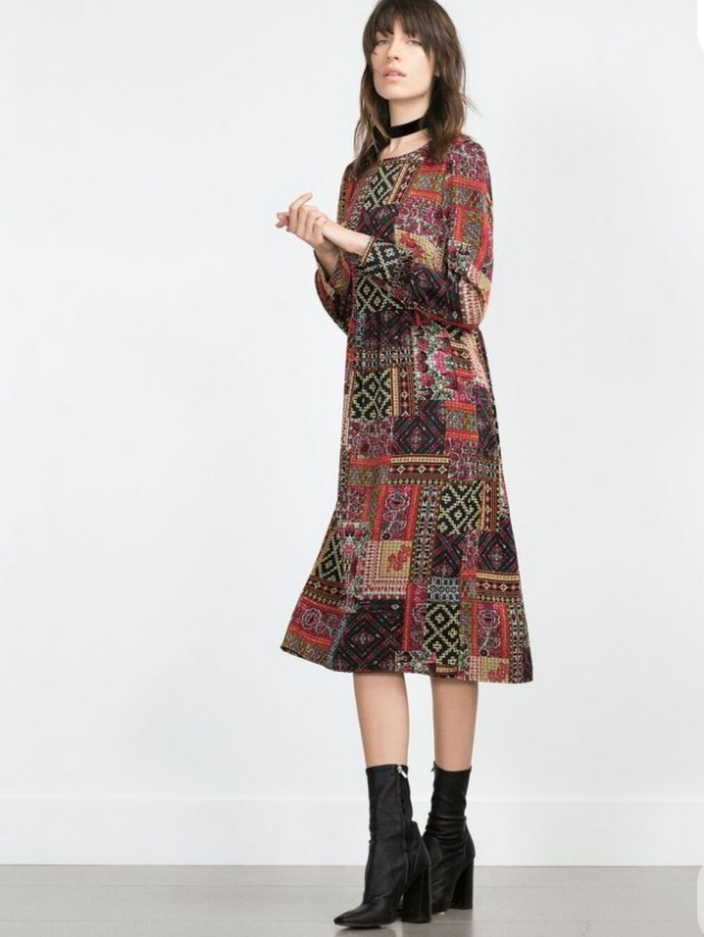 Zara Patchwork Cottagecore Multicolor Vintage Style Boho Dress